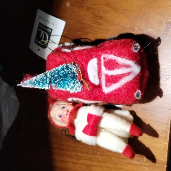2pc ornaments felt elf and Xmas tree car nwt - Picture 1 of 10